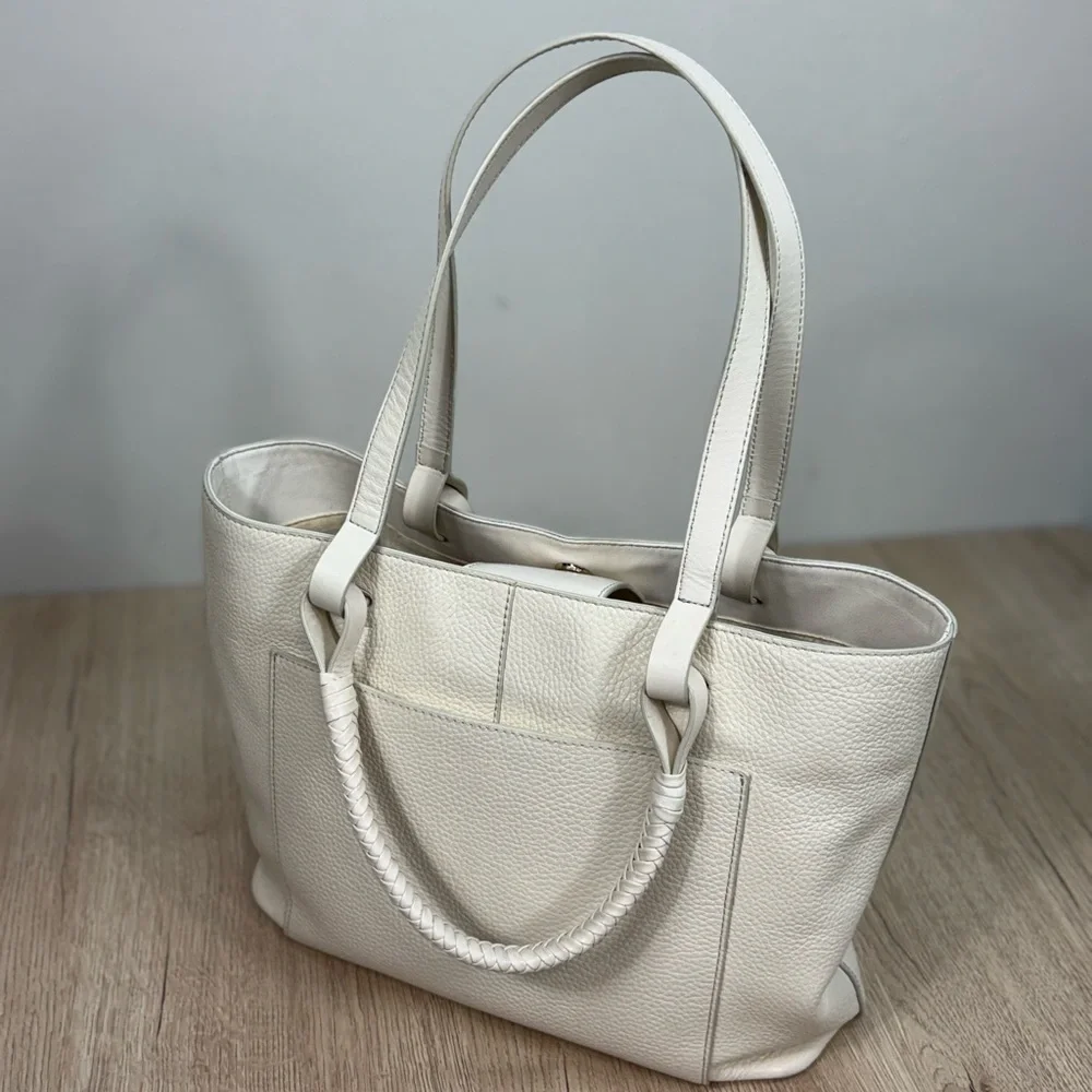 Vince Camuto Leather Creamy White Slone Tote Bag Purse